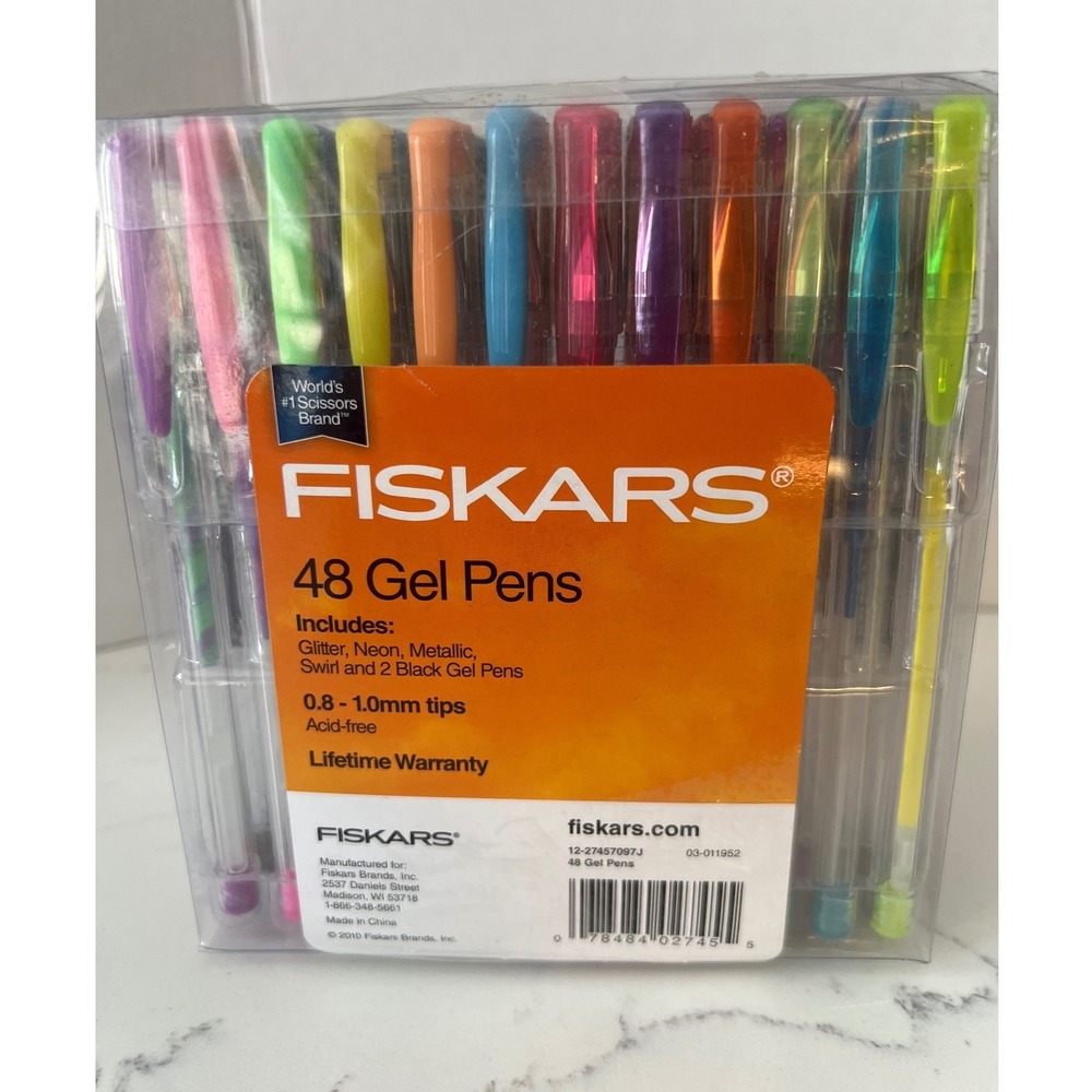Fiskars 48 Gel Pens Set Glitter Neon Metallic Swirl Acid Free Art Craft